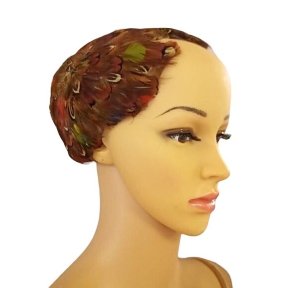 Vintage 1950 Winkleman's Pheasant Feather Half Hat Headband Fascinator
